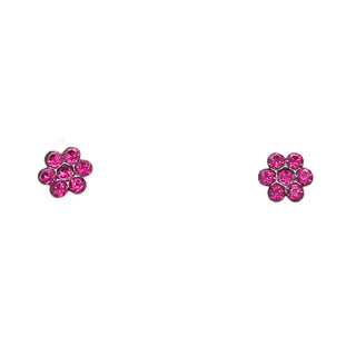 Sterling Silver Cz Flower Stud Earrings