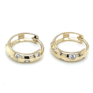 9ct Yellow Gold Hoop Earrings With Scattered Cz