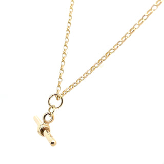Vintage 9ct Yellow Gold 24” Round Belcher Chain And Straight T-Bar Necklace