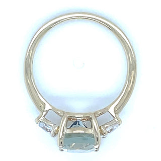 9ct Yellow Gold Laboratory Grown Oval Green Amethyst And Diamond Ring