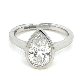Elena - Platinum Laboratory Grown Rubover 1.52ct Pear Cut Solitaire Diamond Ring