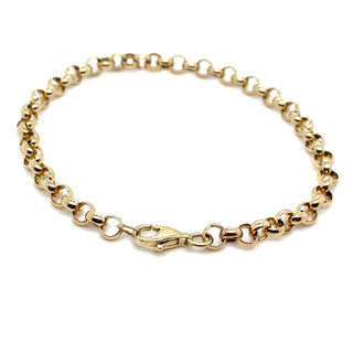 Vintage 9ct Yellow Gold 7.5” Round Belcher Link Bracelet