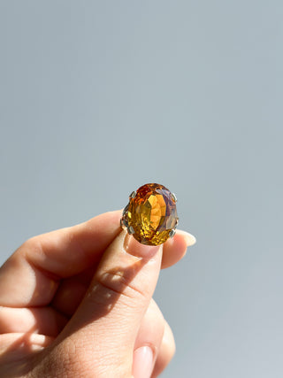 Vintage 9ct Yellow Gold Synthetic Citrine Ring