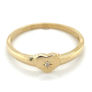 9ct Yellow Gold Heart Star Set Cz Ring