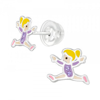 Childrens Sterling Silver Gymnastics Girl Earring