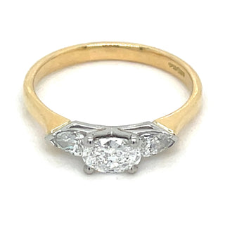 Kylie - 18ct Yellow Gold Laboratory Grown 1.51ct Horizontal Oval With Pear Side Stone Diamond Ring
