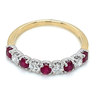 18ct Yellow Gold Earth Grown 0.75ct Ruby and 0.33ct Diamond Ring