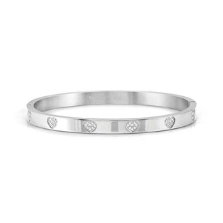 PRETTY BANGLES RIGID BRACELET WITH HEARTS SILVER