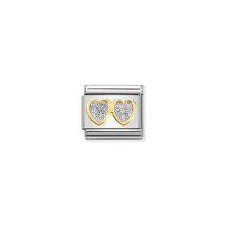 CHARM, COMPOSABLE LINK, DOUBLE HEARTS GLITTER