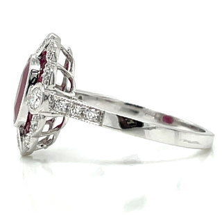 18ct White Gold Earth Grown 1.85ct Ruby And 0.39ct Diamond Ring