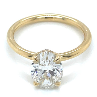 Millie - 18ct Yellow Gold 2.18ct Laboratory Grown Oval Solitaire with Hidden Halo