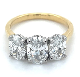 Angelina - 18ct Yellow Gold 2.12ct Laboratory Grown Oval Three Stone Diamond Engagement Ring