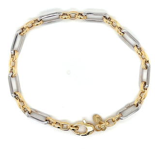 9ct Gold Two Tone Round And Oval Link Bracelet