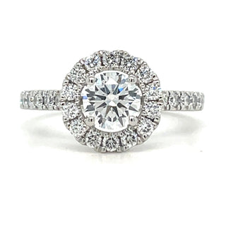 Kathryn - Platinum Laboratory Grown 1.50ct Round Brilliant Diamond Halo Engagement Ring With Castle Set Shoulders