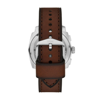 Fossil Machine Green Chronograph Dial, Brown Leather Watch
