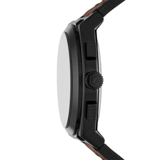 Fossil Everett Black Chronograph Dial Brown Leather Watch