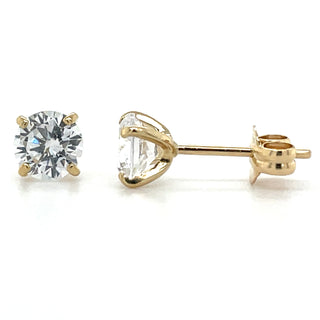 9ct Yellow Gold 4 Claw Cz Stud Earrings