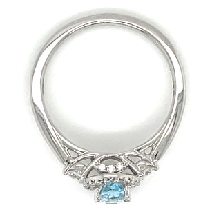 9ct White Gold Earth Grown Oval Sky Blue Topaz & Diamond Halo Ring