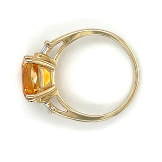 9ct Yellow Gold Earth Grown Diamond And Citrine Ring