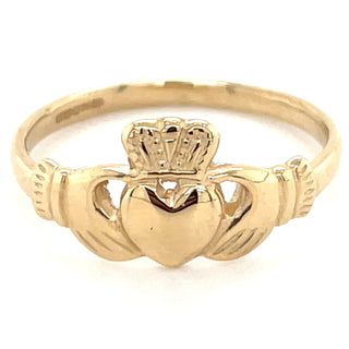 Vintage 9ct Yellow Gold Irish Claddagh Ring