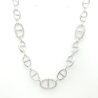 Sterling Silver Cz Love Lock Necklace