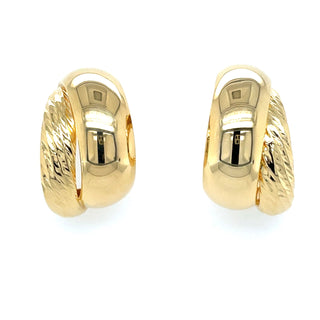 Aura Golden Smooth and Diamond Textured Double Scoop Earrings