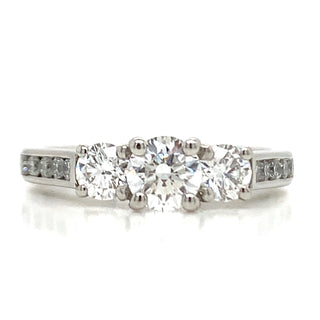 Becca - Platinum Three Stone With Channel Set Earth Grown Engagement Ring with Diamond Shoulders