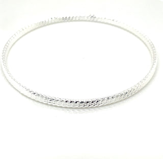 Aura Sterling Silver Diamond Cut Textured Bangle
