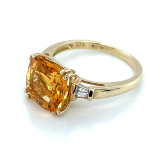 9ct Yellow Gold Earth Grown Diamond And Citrine Ring