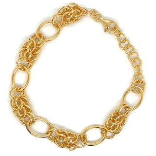 Aura Golden Oval Link Textured Train Bracelet
