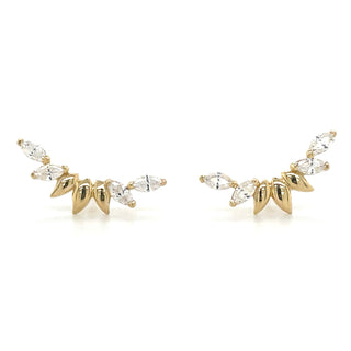 9ct Yellow Gold Marquise Climber Earrings