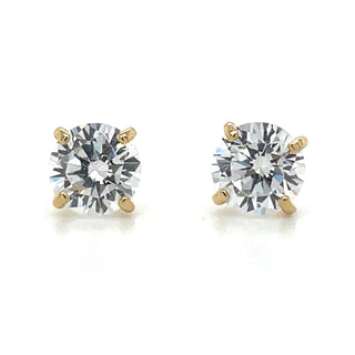 9ct Yellow Gold 4 Claw Cz Stud Earrings