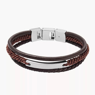 Fossil Drew Brown Leather Multi Strand Bracelet