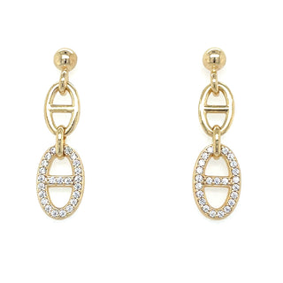 Golden Love Lock Cz Drop Earrings