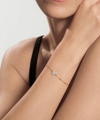 Ania Haie Gold Pavé Heart with Bezel Station Bracelet