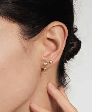 Ania Haie Gold Teardrop & Bezel Round Dangle Stud Earrings