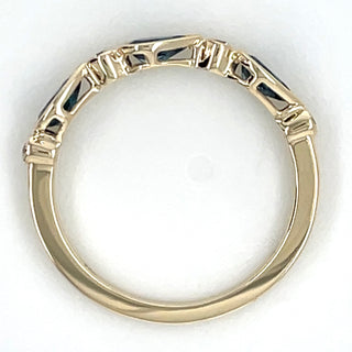 9ct Yellow Gold Diamond and Pear Cut Blue Topaz Ring