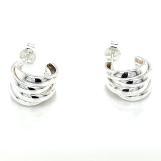 Sterling Silver Smooth Multi-Stepped Scoop Earring