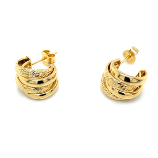 Aura Golden Multi-Layer Smooth and Textured Earring