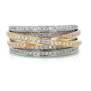 18ct Trio Gold Colour 0.58ct Diamond Multi Strand Ring