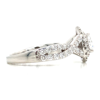 Sarah - Platinum Pear Double Halo with Twisted Band Earth Grown Diamond Engagement Ring