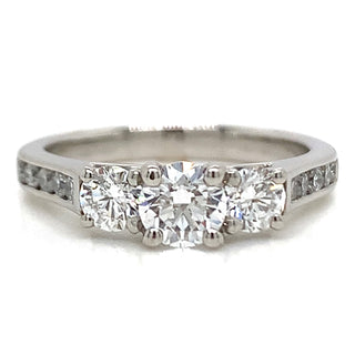 Becca - Platinum Three Stone With Channel Set Earth Grown Engagement Ring with Diamond Shoulders