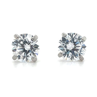 9ct White Gold 4 Claw Cz Stud Earrings