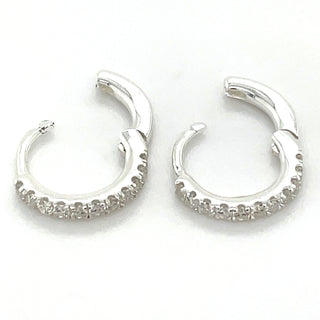 Sterling Silver Small Cz Clicker Hoop Earrings