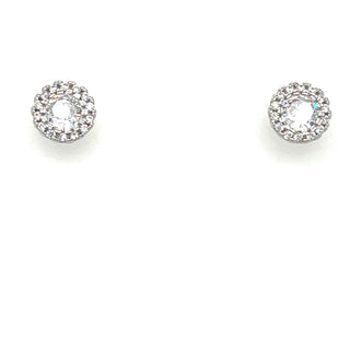 Sterling Silver Pretty Cz Stud Earrings