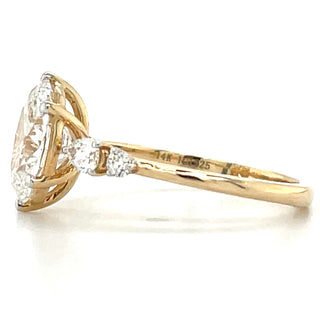 Alexa - 14ct Yellow Gold 2.28ct Laboratory Grown Six Claw Oval Diamond Ring With Side Stones