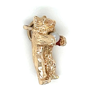 9ct Yellow Gold Bear and Pearl Pendant