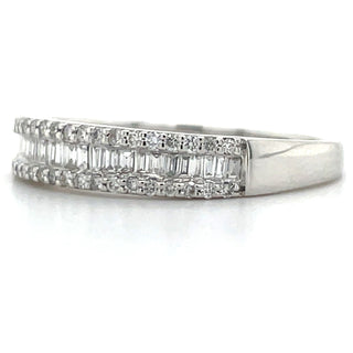 Petite Baguette with Round Collar Diamond Ring
