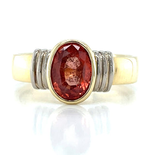 Vintage 18ct Yellow Gold Bezel Set Orange Tourmaline Ring