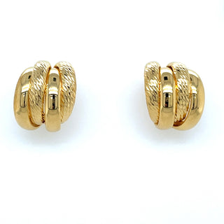 Aura Golden Multi-Layer Smooth and Textured Earring